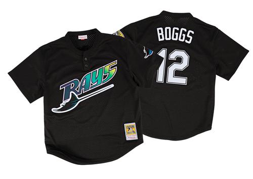 Mitchell And Ness 1998 Rays #12 Wade Boggs Black Throwback Stitched MLB Jersey